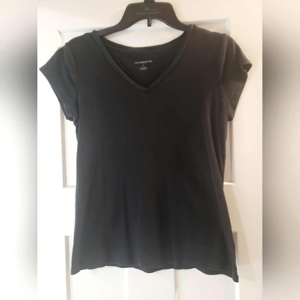 V-Neck Black T Shirt Size M